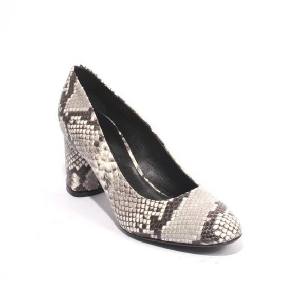 ITALIAN Snakeskin Print Leather Heels Pumps